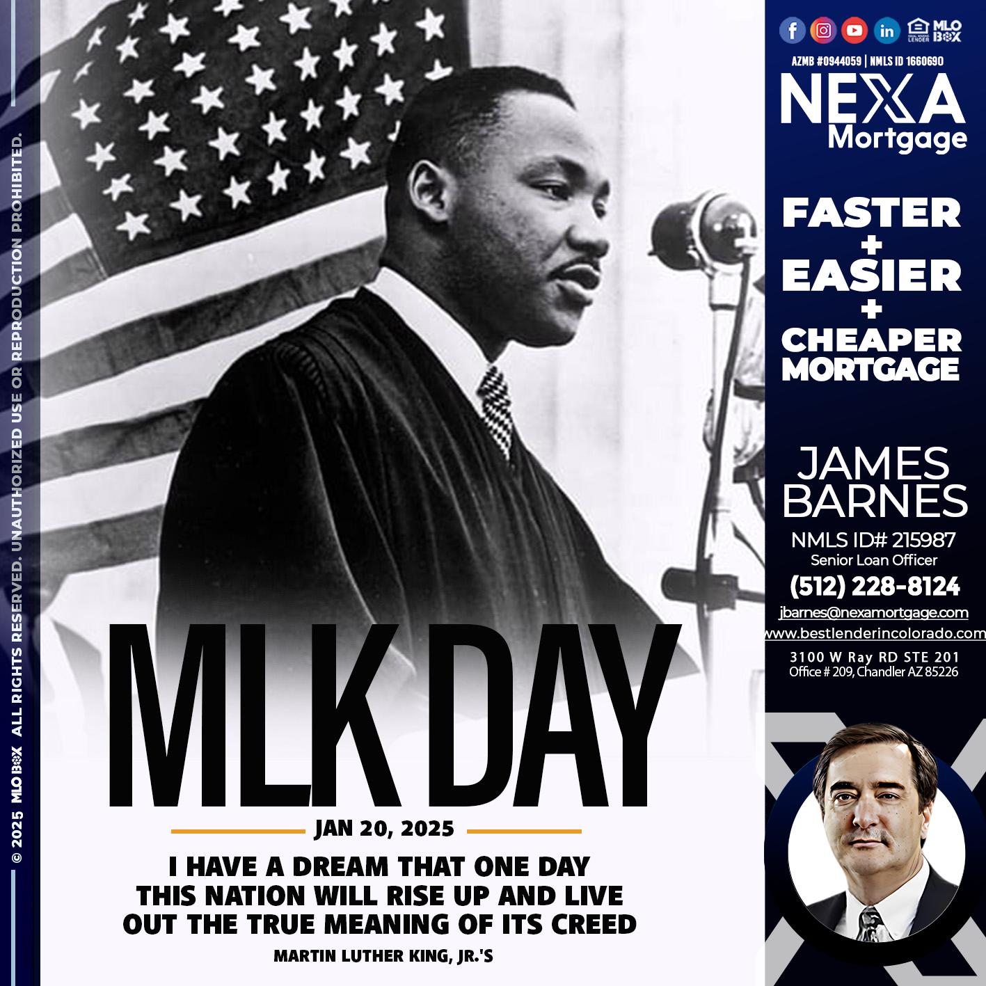MLK DAY - James Barnes -Senior Loan Officer