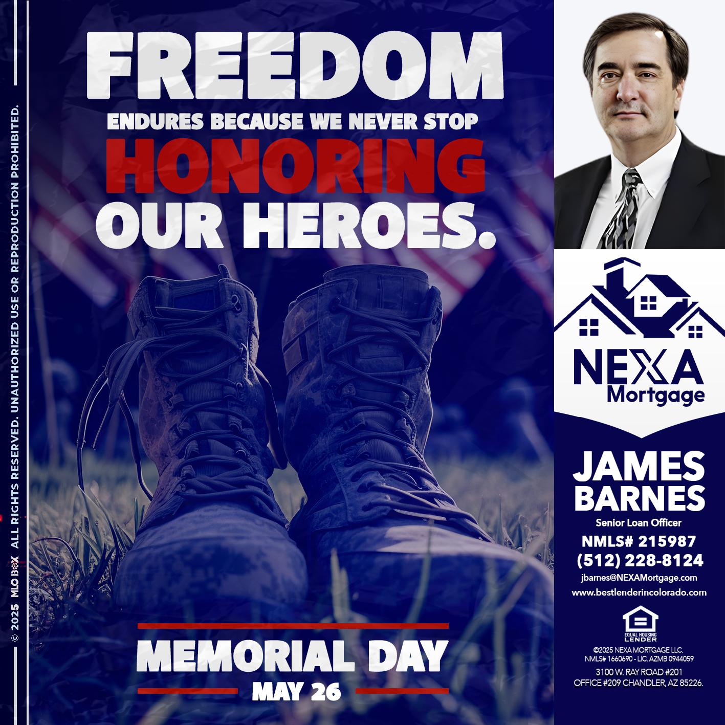 Memorial Day - James Barnes -Senior Loan Officer