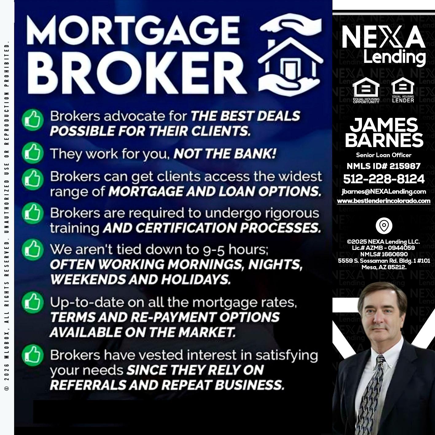 MORTGAGE BROKER - James Barnes -Senior Loan Officer