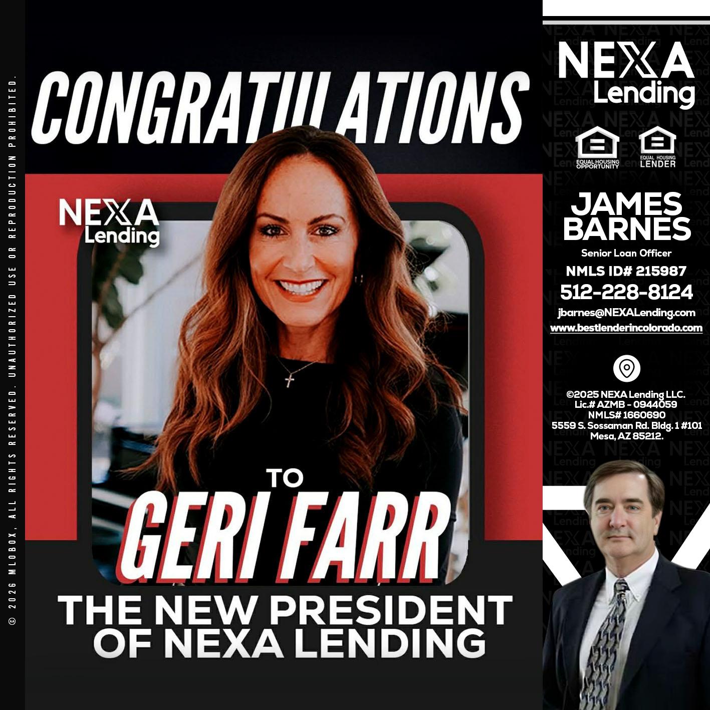 CONGRATULATIONS - James Barnes -Senior Loan Officer