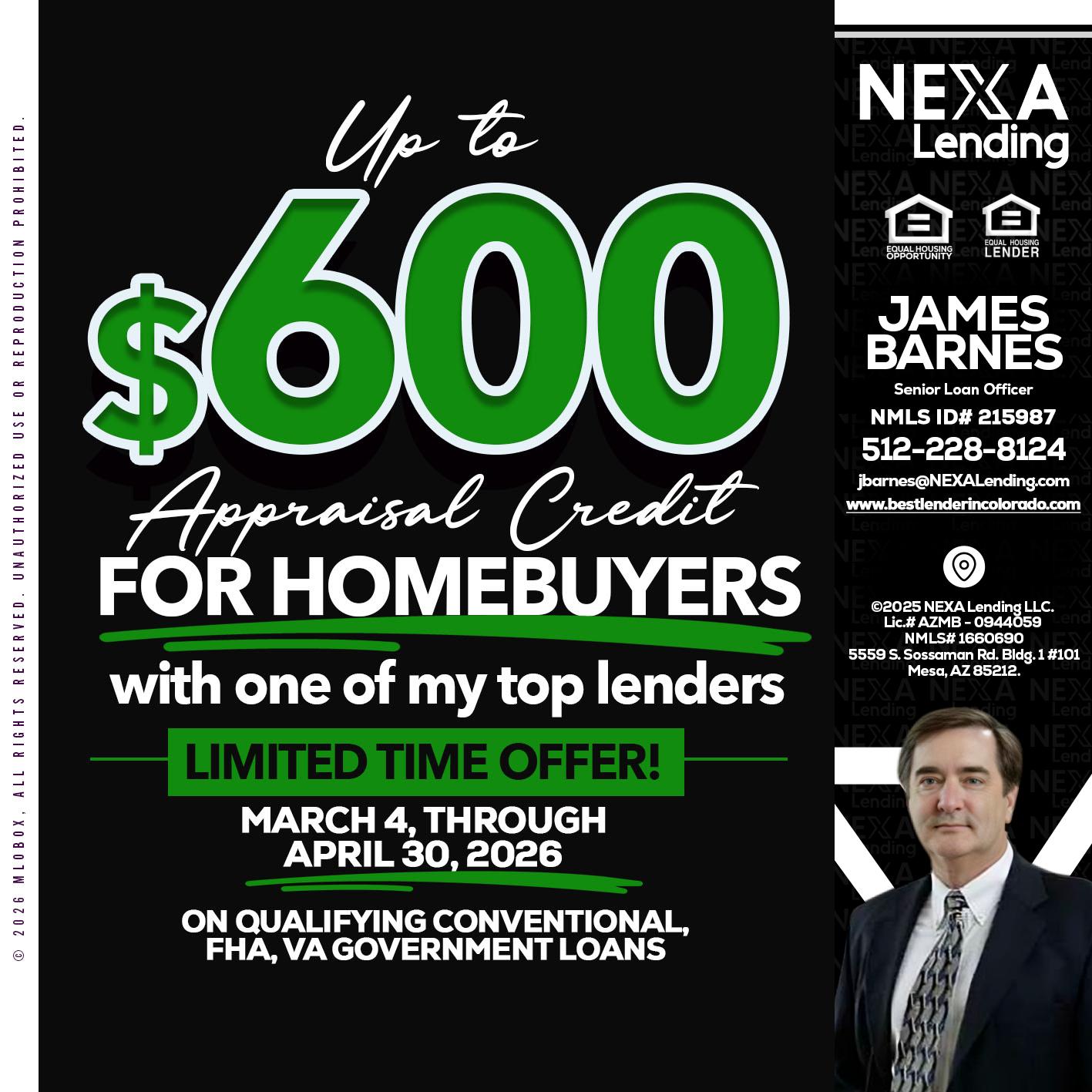 UP TO 600 - James Barnes -Senior Loan Officer