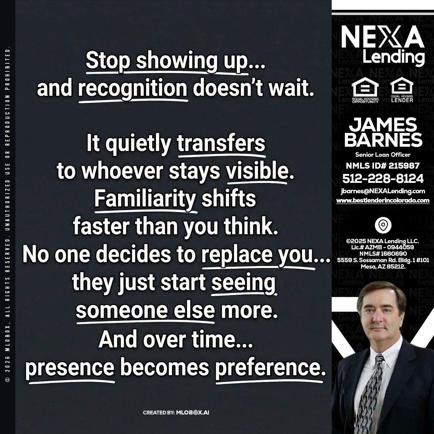 STOP SHOWING - James Barnes -Senior Loan Officer