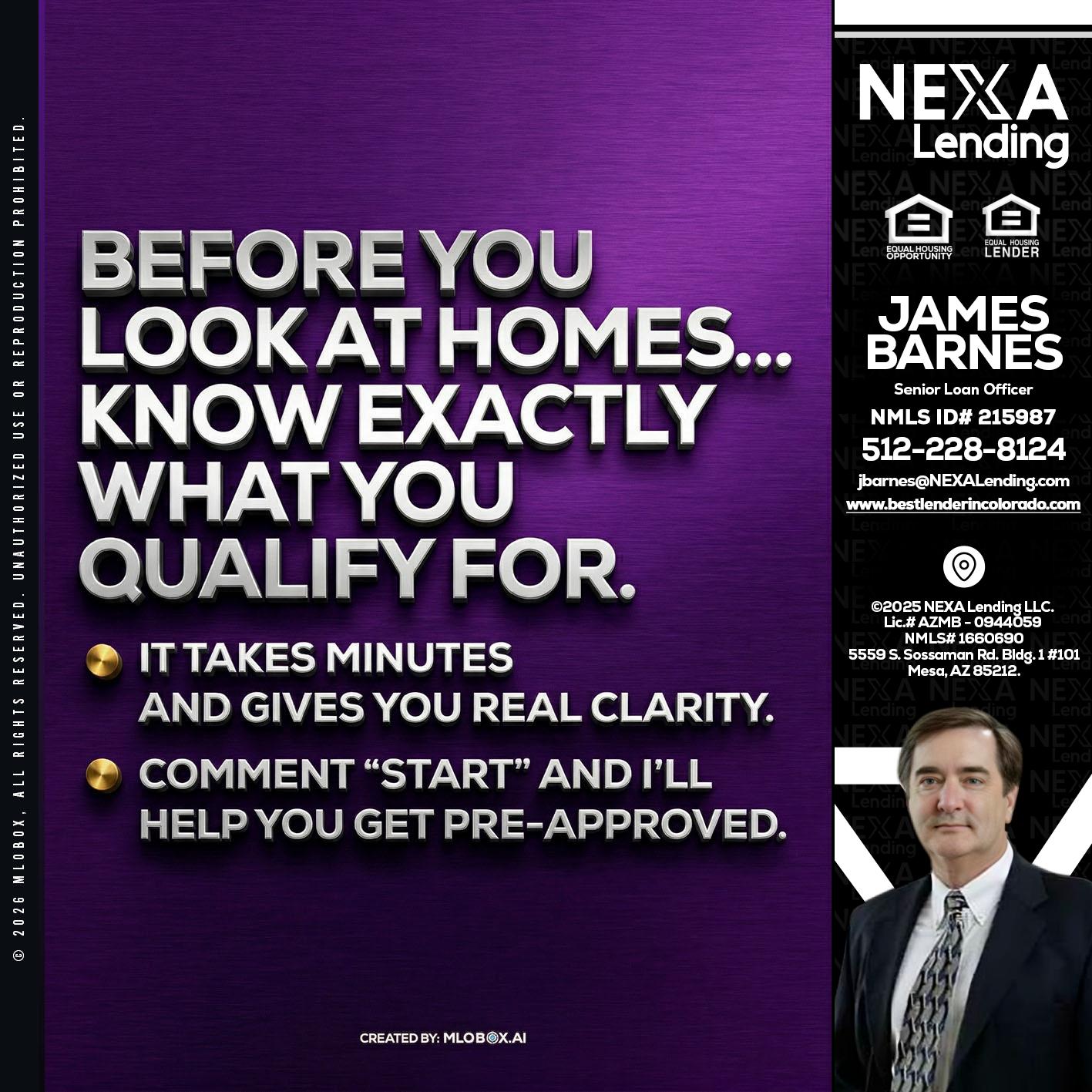 BEFORE YOU - James Barnes -Senior Loan Officer