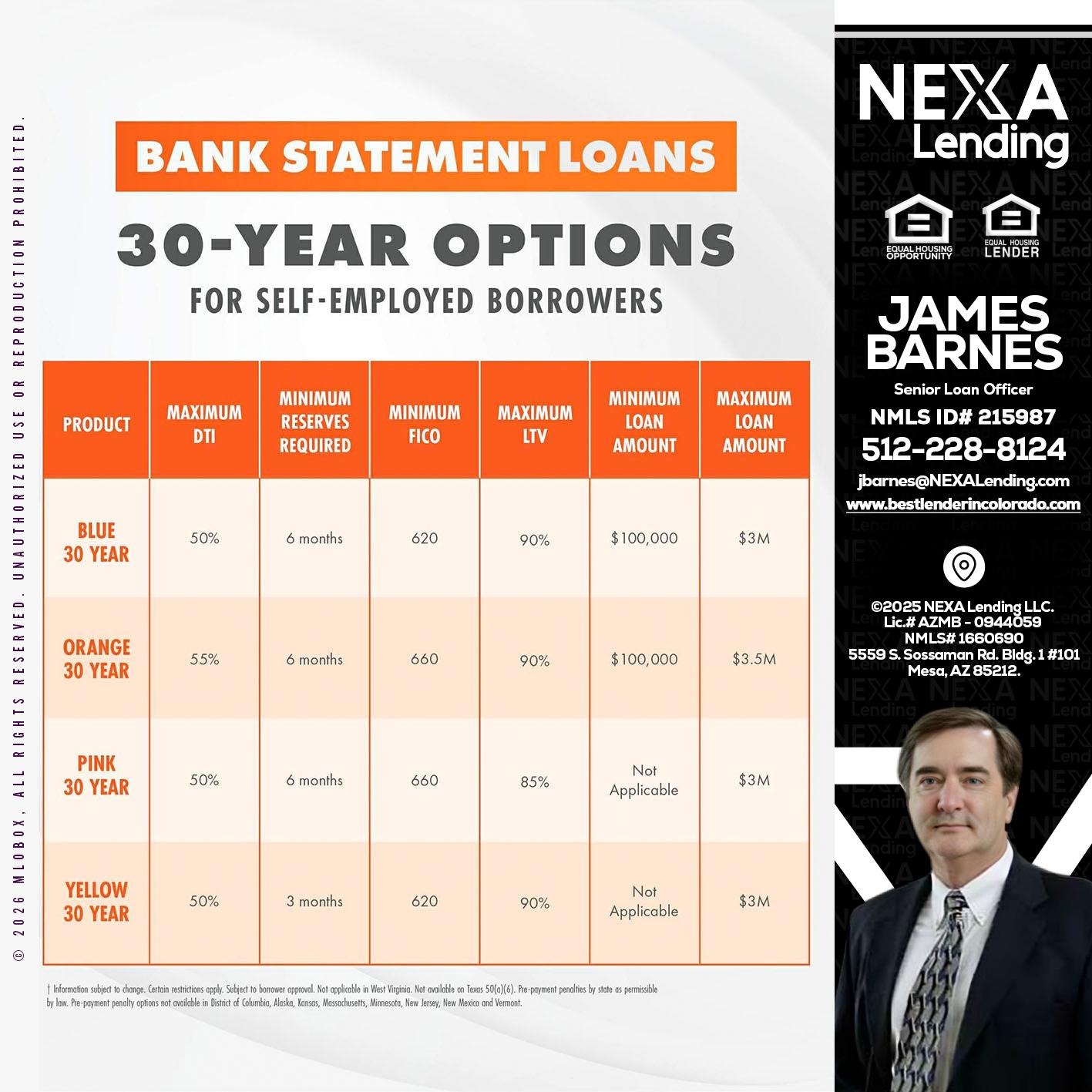 30 YEARS OPTIONS - James Barnes -Senior Loan Officer