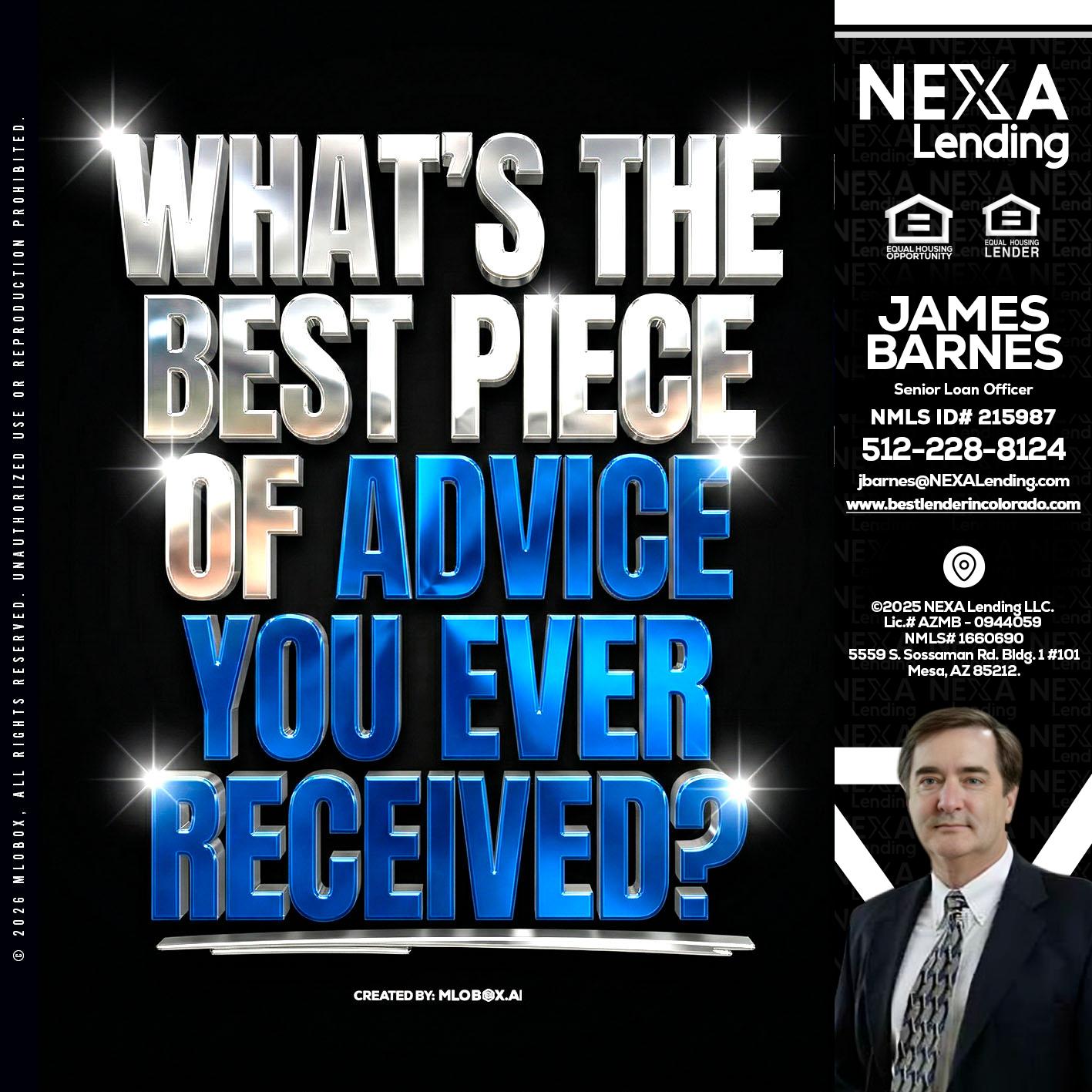 WHATS THE BEST - James Barnes -Senior Loan Officer