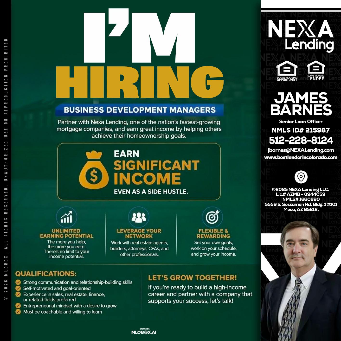 IM HIRING - James Barnes -Senior Loan Officer
