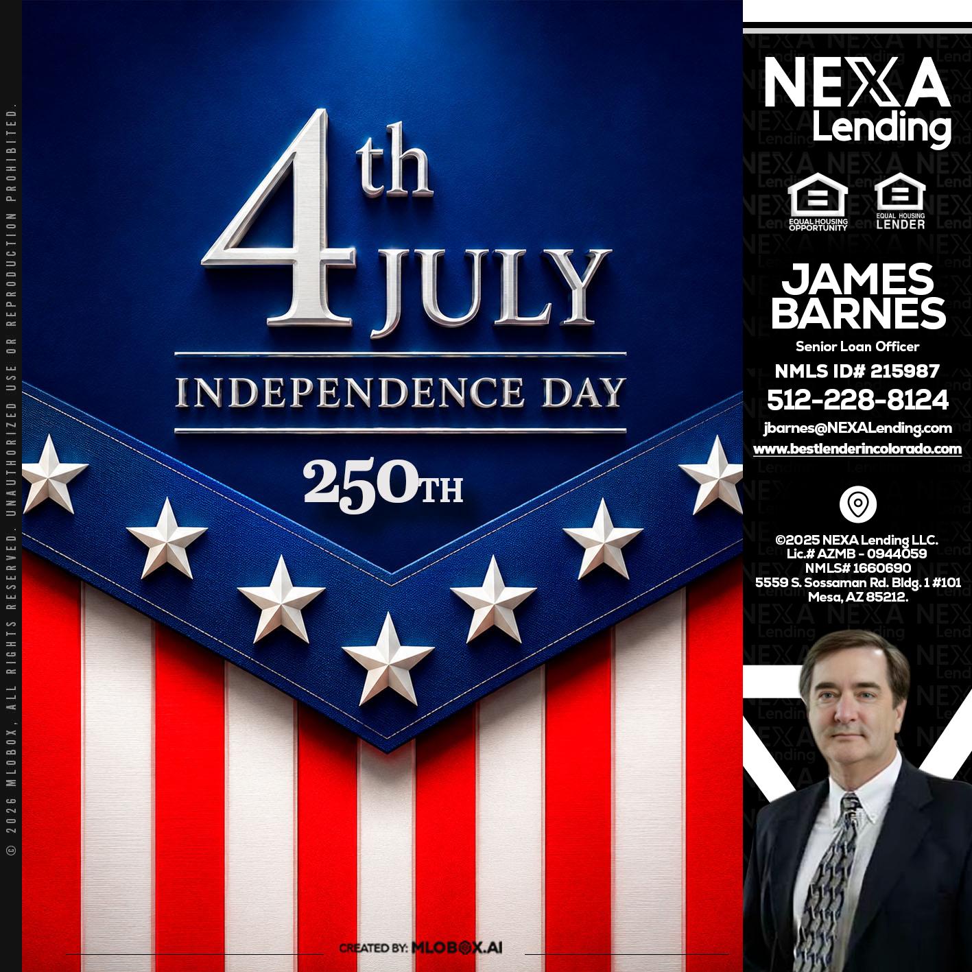 4th of july - James Barnes -Senior Loan Officer