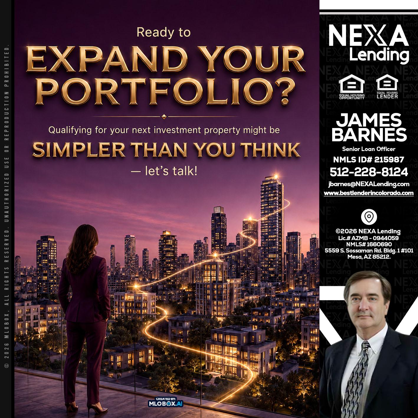 EXPAND YOUR PORTFOLIO - James Barnes -Senior Loan Officer