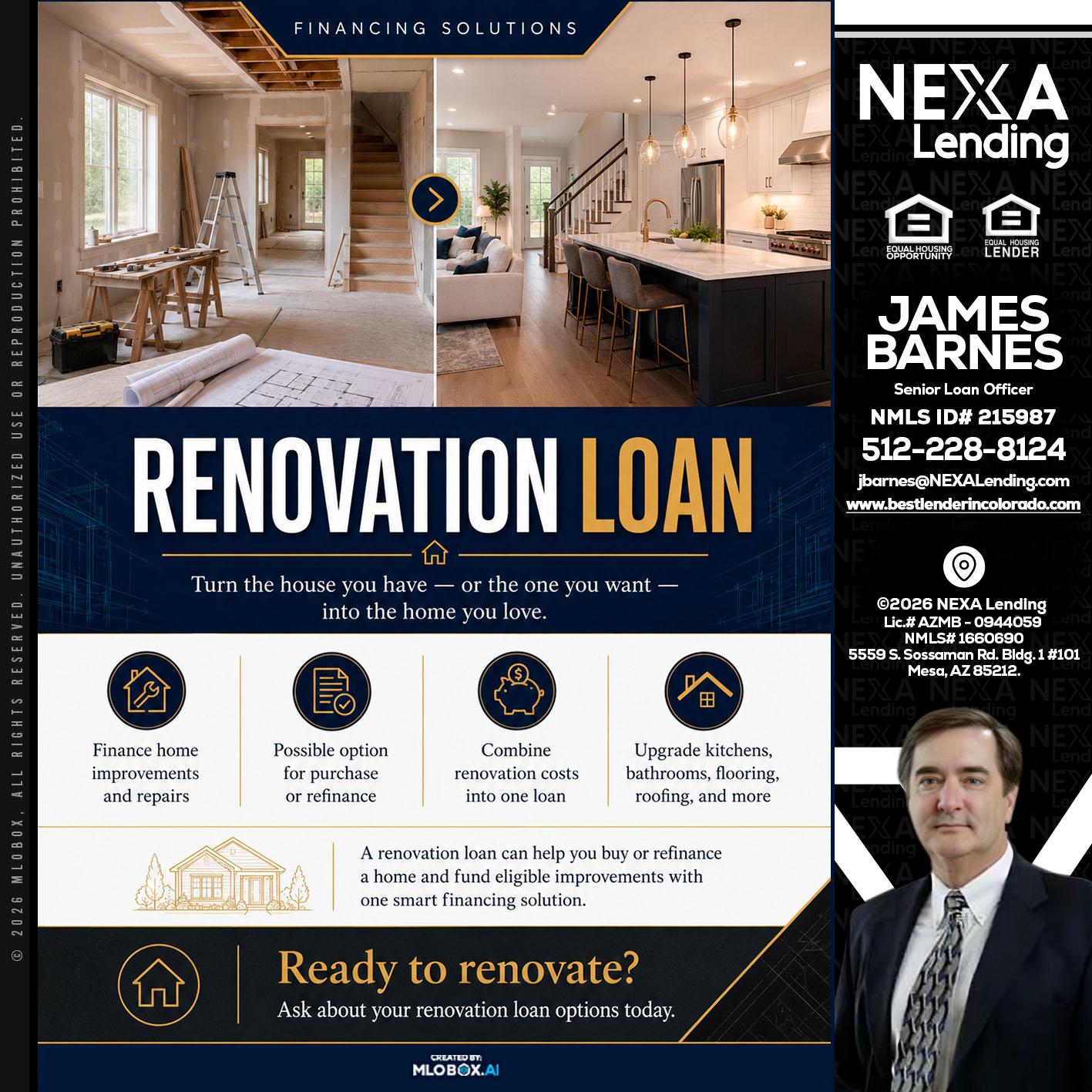 RENOVATION LOAN - James Barnes -Senior Loan Officer