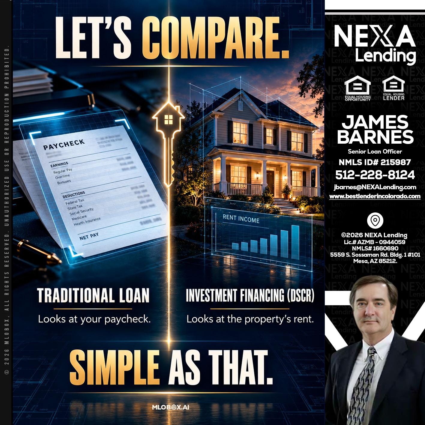 lets compare - James Barnes -Senior Loan Officer